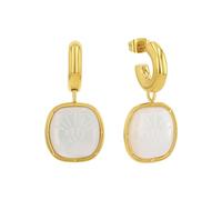 Paar Creolen JOOP "2035885" Ohrringe Gr. Edelstahl, goldfarben (goldfarben, weiß) Damen Creolen mit Perlmutt (36162622-0)