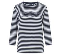 JOOP! Damen Langarmshirt - Tala, gestreift, Logo, Rundhals, Jersey, Cotton Stretch Dunkelblau/Weiß XS