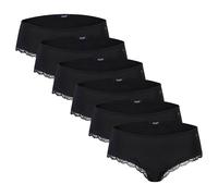 JOOP! Damen Panties, 6er Pack - Multipack, Briefs, Slip, Cotton Stretch, einfarbig Schwarz S