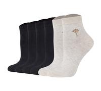 JOOP! Damen Quartersocken, 6er Pack - Daily Glam Organic GOTS Quarter, Baumwoll-Mix, uni 2xSchwarz/Naturmelange 35-38
