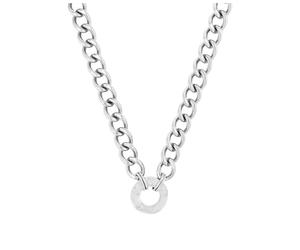 JOOP! Halskette Damen aus Edelstahl, Gliederkette mit rundem Anhänger, 45+5 cm