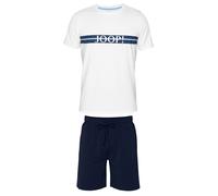 JOOP! Herren Schlafanzug, kurz - Core, Pyjama-Set, Shorty, 2-teilig, Logo, Cotton Stretch Weiß/Dunkelblau / L L Mehrfarbig