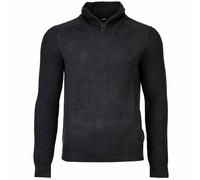 JOOP! Herren Strickpullover mit Troyer-Zip - Thom, Feinstrick mit Struktur, Woll-Mix Grau M