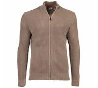 JOOP! JEANS Herren Strickjacke - Hajoros, Baumwolle, Grobstrick, Zipjacke, Stehkragen, Reißverschluss Beige L