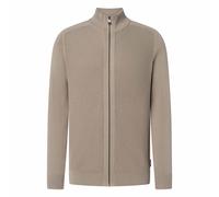 JOOP! JEANS Herren Strickjacke - Olegor, Baumwolle, Grobstrick, Zipjacke, Stehkragen, Reißverschluss M Beige
