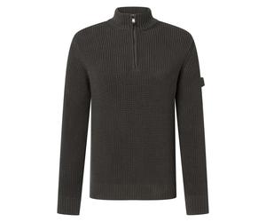 JOOP! JEANS Herren Strickpullover - Henrios, Grobstrick, Baumwolle, Half-Zipkragen, Bündchen, einfarbig Dunkelgrün L