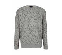 JOOP! JEANS Herren Sweatshirt - Sweater, Rundhals, Logo-Allover, Baumwolle Grau S