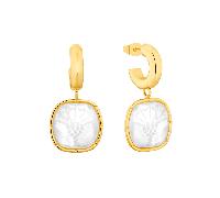 Paar Creolen JOOP "2035885" Ohrringe Gr. Edelstahl, goldfarben (goldfarben, weiß) Damen Creolen mit Perlmutt (36162622-0)