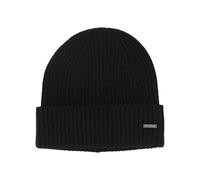 JOOP! Herren Mütze - Fenol, Beanie, Krempe, Rippstrick, Kaschmir, One Size, schwarz, size Schwarz