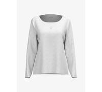 JOOP! Damen Langarmshirt mit Logo-Print - Cosy, Longsleeve, Rundhals, Cotton Stretch Weiß L