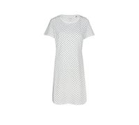Nachthemd JOOP "Cosy", Damen, Gr. 38, N-Gr, weiß (sanftes weiß aop), Obermaterial: 95% Baumwolle, 5% Elasthan, gemustert, comfort fit wadenlang, Rundhals, Kleider Nachthemd, mit Cornflower-Alloverprin