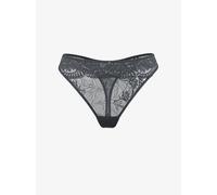 Tanga JOOP "Beautiful", Damen, Gr. 34, grau (anthra), Single Jersey, Obermaterial: 85% Polyamid, 15% Elasthan, körpernah, Unterhosen Tanga, florale Spitze, Stretch-Bund, elastisch (66004712-34) anthra