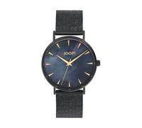 JOOP! Uhr - aus schwarzem Edelstahl, Perlmutt-Zifferblatt mit Regenbogeneffekt, Mesh-Armband, Citizen Miyota Uhrwerk, wasserdicht bis 5 bar, Damen