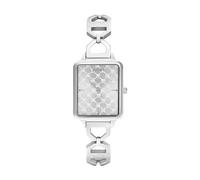 JOOP! Uhr - aus silberfarbenem Edelstahl, eckiges Gehäuse mit Kornblumen-Design, Gliederarmband mit Juwelierschließe, Citizen Miyota Uhrwerk, wasserdicht bis 5 bar, Damen