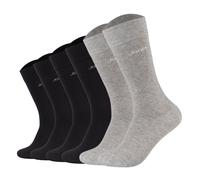 JOOP! Unisex Socken, 6er Pack - Premium Essential Organic Cotton Socks, Logo, einfarbig 2xSchwarz/Hellgrau meliert 43-46