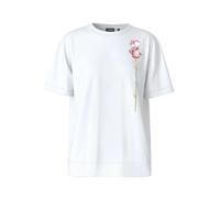 Rundhalsshirt JOOP "Tate", Damen, Gr. 40, weiß, Jersey, Obermaterial: 100% Baumwolle, unifarben mit Farbeinsatz, normal normal, Rundhals, Shirts Rundhalsshirt, mit Blumenprint (33080942-40) weiß