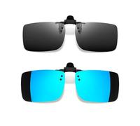 Joopin 2 Stück Sonnenbrille Clip für Brille Herren und Polarisierte Sonnenbrille Damen Aufsatz Tragbare UV400 Clip-On Autofahrerbrille für Tourismus, Fahren（Blau L+Schwarz M