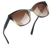 Joopin Acetat Polarisierte Sonnenbrille Damen Katzenauge 90er Modische UV400-Schutz TR90 Cosplay Chunky Party Brille Cat-Eye zum Fahren und Reisen (Grau-Braun Hellbraun)