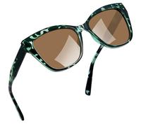 Joopin Acetat Polarisierte Sonnenbrille Damen Katzenauge Modische 90er UV400-Schutz TR90 Cosplay Chunky Party Brille Cat-Eye zum Fahren und Reisen (Grünleopard Braun)