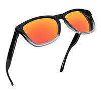 Joopin Rechteckige Verspiegelte Sonnenbrille Herren Polarisiert und Klassische Sonnenbrille Damen Orange Rot Spiegel UV400 Ultraleichtes Vintage (Schwarz Orange)