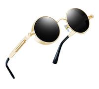 Joopin Runde Steampunk Sonnenbrille Herren Polarisiert Retro Sonnenbrille Damen Verspiegelt UV400 Vintage Hippie Brille Unisex für Cosplay Festival (Gold Schwarz)