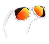 Joopin Verspiegelte Sonnenbrille Herren Orange UV400 und Polarisierte Sonnenbrille Damen Rot Spiegel Vintage Rechteckige Brillen (Weiß Orange Rot)