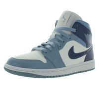Jordan 1 Mid Women Shoes, Sail/Diffused Blue-blue Grey, 39 EU