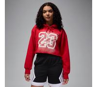 Jordan Flight Fleece Hoodie im Cropped-Style mit Satinfutter (Damen) - Rot S (EU 36-38) HJ0145-636