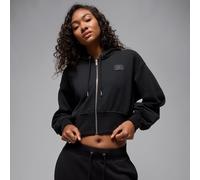 Jordan Flight Fleece Hoodie im Cropped-Style mit Satinfutter (Damen) - Schwarz XXL (EU 52-54) IB9863-010