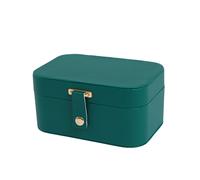 JORDAN&JUDY Schmuckbox mit mehreren Ebenen, kleine Ohrringbox, Ring-Aufbewahrungsbox, Halskettenbox, Schmuckkoffer für Ohrringe - 2 Ebenen Dunkelgrün