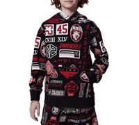 Jordan Jungen Sweatshirt mit Kapuze MJ Essentials All Over Printed Schwarz Code 95D741-023, Schwarz/Multicolor, 12-13 Jahre