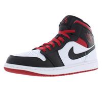 Jordan Unisex-Erwachsene Air 1 Mid Schuhe, Weiß/Schwarz/Turnrot, 44.5 EU