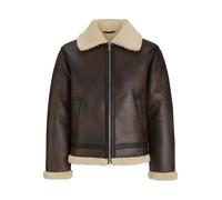 Outdoorjacke JACK & JONES "JORNORREBRO AVIATOR JACKET SN", Herren, Gr. S, braun (chocolate braun), Web, Obermaterial: 100% Polyester, unifarben, normal, Jacken Outdoorjacke, Lederimitat, mit Teddy Bes