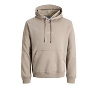 Jack & Jones Hoodie Jornorrebro – Kängurutasche, Label-Stitching, Beige, Größe L