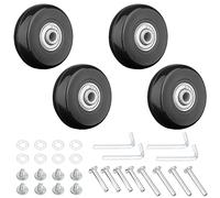 Jortmrd 4 Stück 45 x 18 mm Kofferrollen Ersatzrollen Koffer Rollen Ersatz Gepäck Ersatzräder Luggage Replacement Wheels mit Achsen Schraubenschlüssel Reparatur Set für Trolley Gepäckkoffer