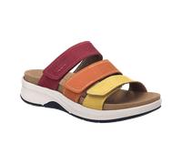 Pantolette JOSEF SEIBEL "Estelle 11", Damen, Gr. 40, multi, Nubukleder, kontrastfarbene Details, Schuhe Pantolette, Keilabsatz, Plateau, Sommerschuh mit Logoprägung, G-Weite (92877658-40) multi