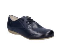 Slipper JOSEF SEIBEL "Fiona 01", Damen, Gr. 38, blau (dunkelblau), Leder, Schuhe Slipper, Komfortschuh, Schlupfschuh mit elastischer Zierschnürung (32405525-38) dunkelblau