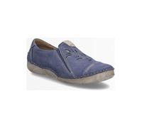 Slipper JOSEF SEIBEL "Fergey 42", Damen, Gr. 41, blau, Leder, geblümt, Schuhe Slipper, Slip-On Sneaker, Halbschuh, Schlupfschuh mit Gummizügen, G-Weite (43147547-41) blau