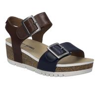 Sandale JOSEF SEIBEL "Quinn 02", Damen, Gr. 39, bunt (dunkelblau, camelfarben), Leder, kontrastfarbene Details, modisch, Schuhe, Plateausandale, Keilsandalette, Klettschuh mit Schnallen (23108808-39)