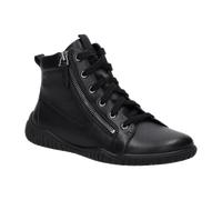 Barfußschuh JOSEF SEIBEL "Wynona 15", Damen, Gr. 39, schwarz-weiß (schwarz), Leder, Schuhe Barfußschuh, Schnürboots mit zwei Reißverschlüssen, Weite G (=weit) (57379826-39) schwarz