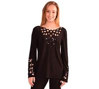 Joseph Ribkoff Black Sequin Trimmed Cutout Pattern Top Style 161996 - Size 12