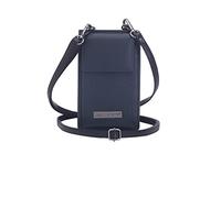 Josephine Osthoff Handy Umhängetasche mit Geldbörse, handgemacht aus 100% Echtleder, Clutch für Damen, RFID Schutz, Crossbody Schultergurt, 12 Kartenfächer, Farbe:Marine