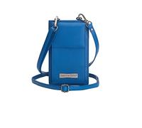 Josephine Osthoff Handy Umhängetasche mit Geldbörse, handgemacht aus 100% Echtleder, Clutch für Damen, RFID Schutz, Crossbody Schultergurt, 12 Kartenfächer, Farbe:Royal