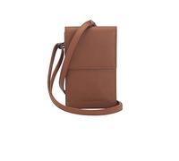 Josephine Osthoff Handy Umhängetasche mit Karten- und Sichtfach, handgemacht aus 100% Echtleder, Crossbody Schultergurt, stabile Magnetknöpfe, Farbe:caramel