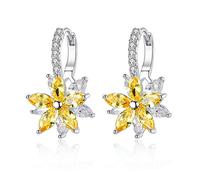 Josfeva Creolen Ohrringe für Damen, Silber Ohrringe Kreolen, Klein Hoop Ring Huggie Kreolen, Blumen Klapp-Creolen Mädchen mit AAA Geld Zirkonia, Ohrhänger Blume Ohrschmuck mit Geschenkbox