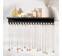 Josmimic Metall Wand Schmuckhalter - Hängender Kettenhalter mit Ohrringhalterung, Schmuckaufbewahrung Organizer für Ketten, Ohrringe, Armbänder, Perfekt für Zimmer Dekoration (Schwarz)