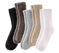 Josnown Kuschelsocken Damen Flauschige Socken aus Korallenfleece Winter Dicke Warme Haussocken 5 Paar Kuschlige Bettsocken Schlafsocken Größe 35-41
