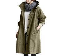 JosuE Damen-Klassiker, übergroß, mit Kapuze, Windjacke, Regenjacke, lockerer Mantel, Trenchcoat (army Green,XX-Large)