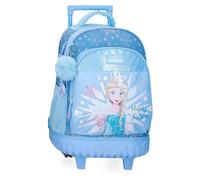 Joumma Bags Disney "Die Eiskönigin Magic" Kinderrucksack, blau, aus Polyester, verstellbare Träger für bequemes Tragen, verschiedene Fächer, mit blauem Bommel, blau, Rucksack mit Rädern