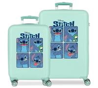Joumma Disney Adorable Stitch Kofferset, Blau, 55/65 cm, starr, 6 kg, seitlicher Kombinationsverschluss, ABS, 6 kg, 90 l, Handgepäck, blau, Talla única, Koffer-Set